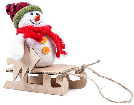 Snowman Cardboard Sled-copyrighted image